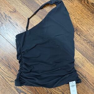 Net Abercrombie asymmetrical Black One-Shoulder Top